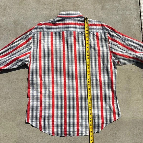 Robert Graham Shirt Orange Stripe & Plaid Mens 3XL Flip Cuff Collar Button Up